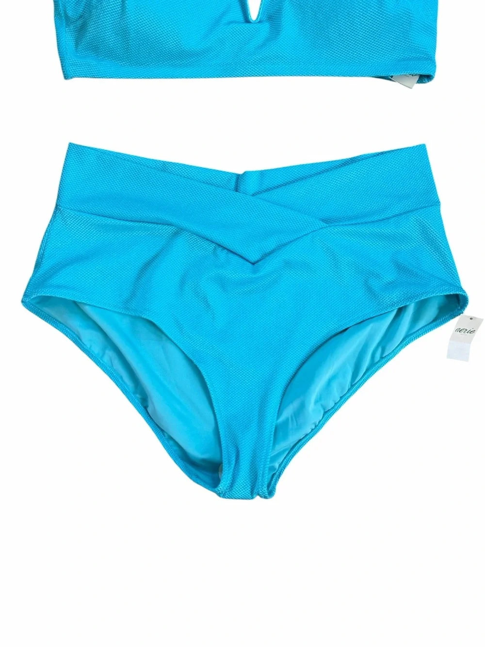Aerie Turquoise V-Notch Bikini Top with High-Waist Bottoms Swimsuit XXL NWT